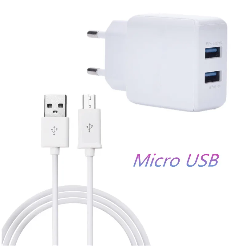 EU Plug 2 Ports USB Charger Mobile Phone Micro Data Charging For Samsung A3 A5 A7 2016 A9 Redmi 3 4 note 5a 6 pro | Мобильные