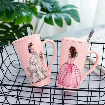 Hand-painted Beauty Hot Drilling Ceramic Cup Wedding Fashion Dress Pink Creative Mug Coffee Cup 020 y 
Hand-painted Beauty Hot Drilling Ceramic Cup Wedding Fashion Dress Pink Creative Mug Coffee Cup 020 y