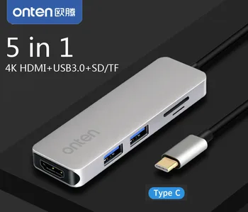 5 in 1 USB C HUB Type C to 4K HDMI Video Adapter Converter with SD/TF Card Reader and 2 USB 3.0 Connector for MacBook Pro MAC
5 in 1 USB C HUB Type C to 4K HDMI Video Adapter Converter with SD/TF Card Reader and 2 USB 3.0 Connector for MacBook Pro MAC