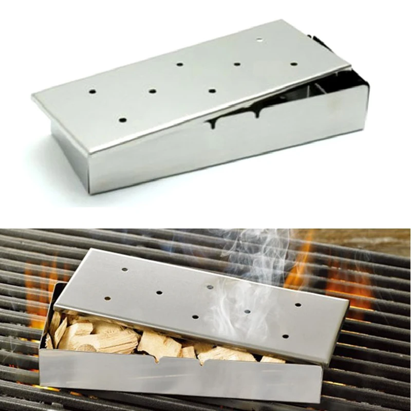 Hot-1pc-22-5cmStainless-Steel-BBQ-Gas-Grill-Smoker-Box-with-Lid-Barbecue-Smoker-Chip-Smoker (3)