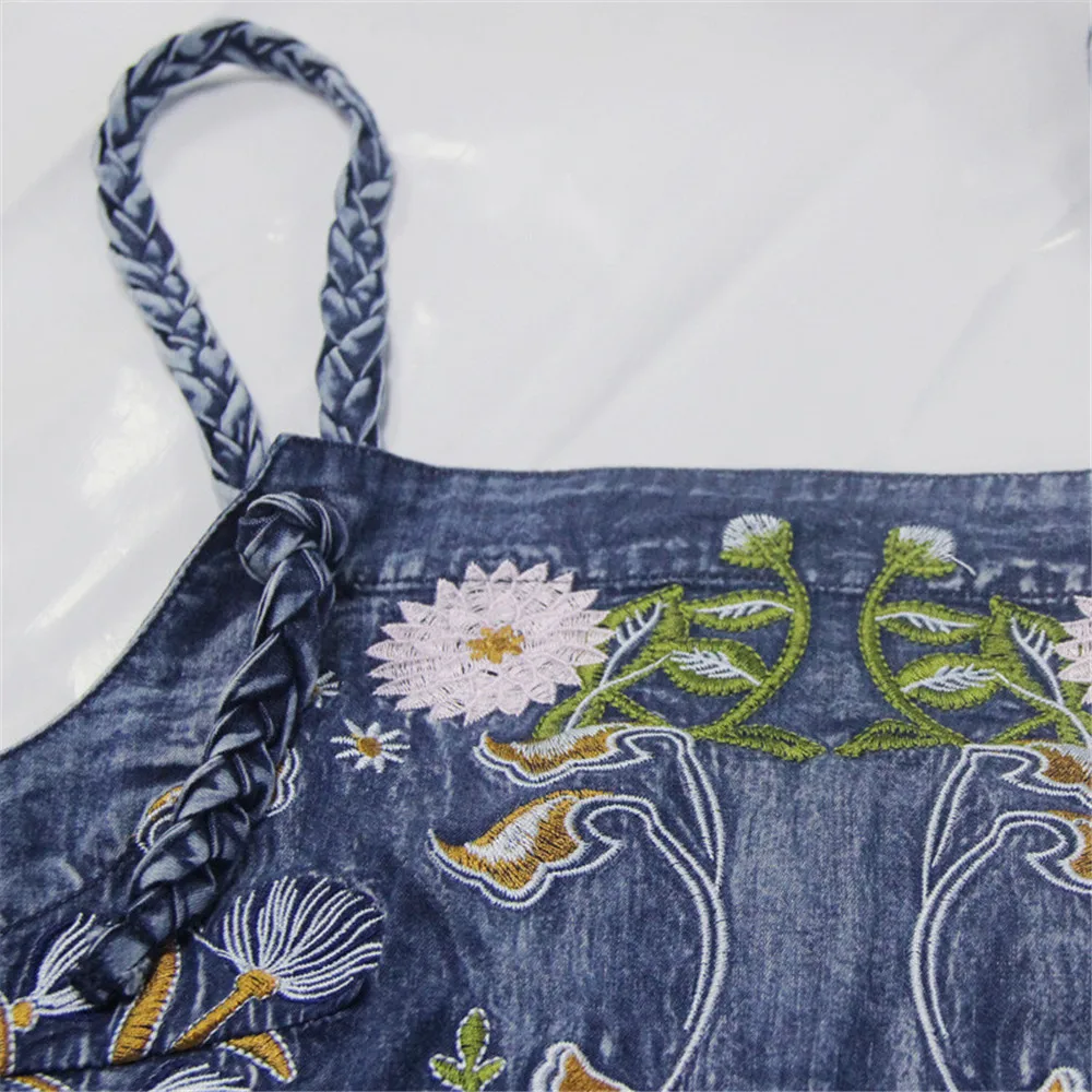 Vintage Jumpsuit Women 2019 Boho New Women Spaghetti Strap Bodysuit Denim Summer Embroidery Wide Leg Jumpsuits K306DZ Bodysuits (22)