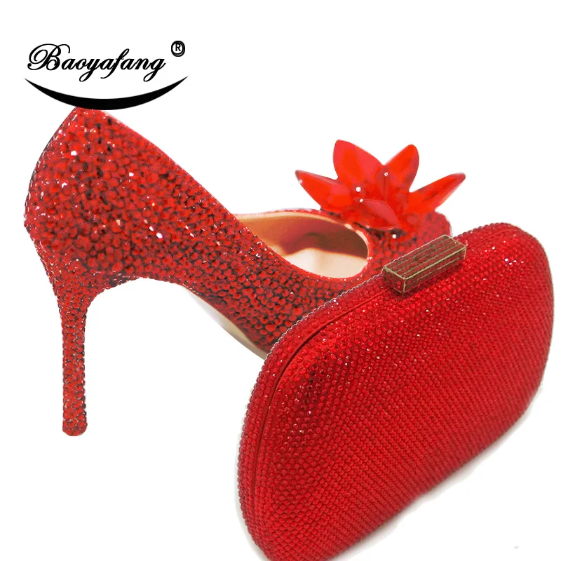 BaoYaFang New Pointed Toe Wedding shoes with matching bags Bride High shoes woman thin heel Pumps Red crystal flower shoe
BaoYaFang New Pointed Toe Wedding shoes with matching bags Bride High shoes woman thin heel Pumps Red crystal flower shoe