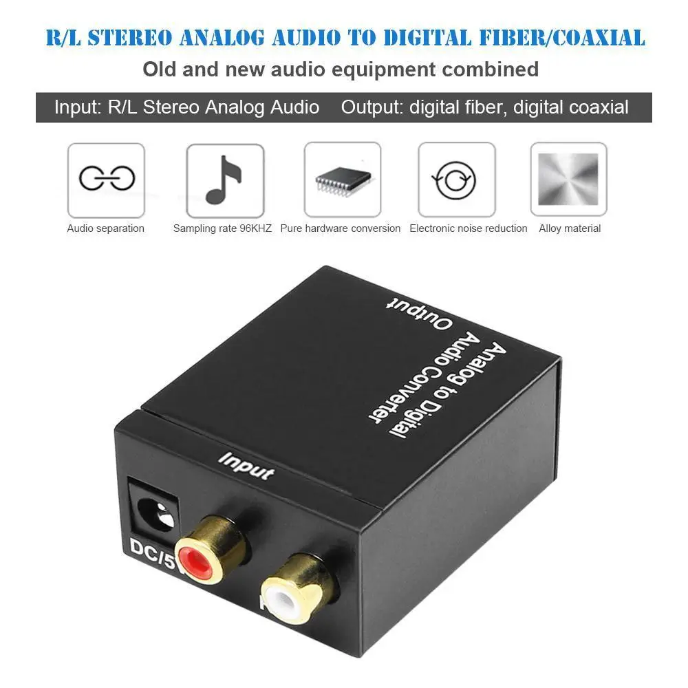 Analog to Digital ADC Converter Optical Coaxial RCA Toslink SPDIF Adaptor TV Signal Audio Sound Adapter
Analog to Digital ADC Converter Optical Coaxial RCA Toslink SPDIF Adaptor TV Signal Audio Sound Adapter