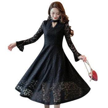 2018Fashion ladies Fall long dress Stand collar flare sleeves Slim fit elegant Party dress plus size casual vestido elbise S-4XL
2018Fashion ladies Fall long dress Stand collar flare sleeves Slim fit elegant Party dress plus size casual vestido elbise S-4XL