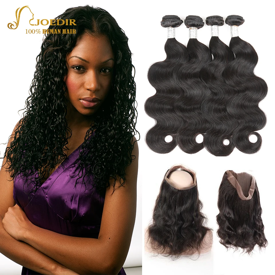 Brazilian Body Wave Hair Bundles With 360 Lace Frontal