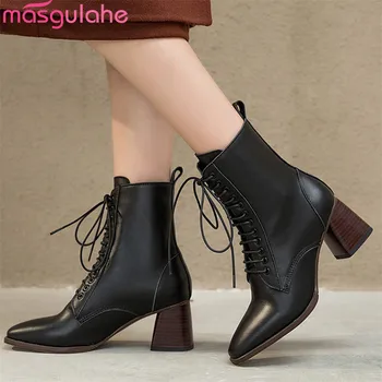 Masgulahe 2019 new arrival ankle boots for women genuine leather shoes lace up high heels boots autumn winter punk shoes woman
Masgulahe 2019 new arrival ankle boots for women genuine leather shoes lace up high heels boots autumn winter punk shoes woman