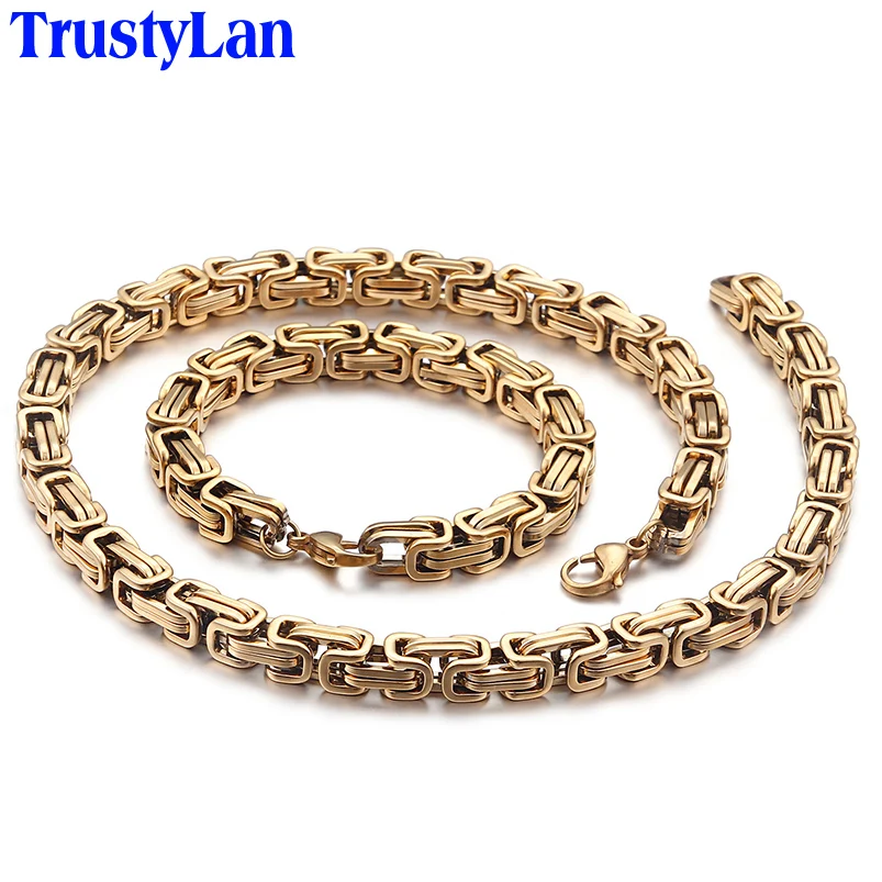 TrustyLan 5/6/8MM Thick Link Chain Bracelet For Men Women Gold Color Stainless Steel Men's Bracelets 2018 Jewelry Long Necklace
TrustyLan 5/6/8MM Thick Link Chain Bracelet For Men Women Gold Color Stainless Steel Men's Bracelets 2018 Jewelry Long Necklace