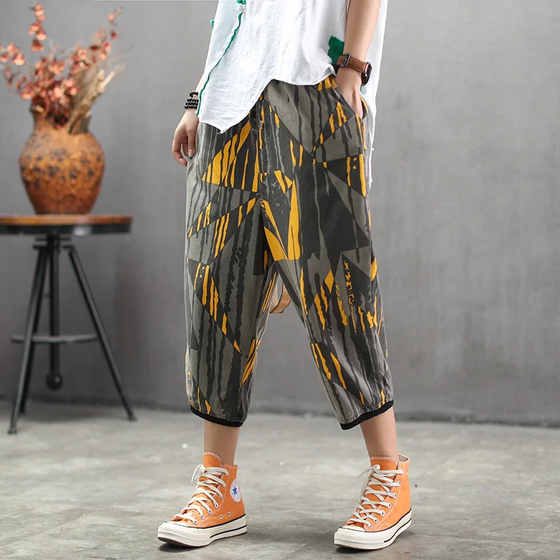Spring Summer Pants Retro Women Slim-type Elastic Waist Trousers New Ladies Casual pocket Print Geometric Vintage Pants
Spring Summer Pants Retro Women Slim-type Elastic Waist Trousers New Ladies Casual pocket Print Geometric Vintage Pants