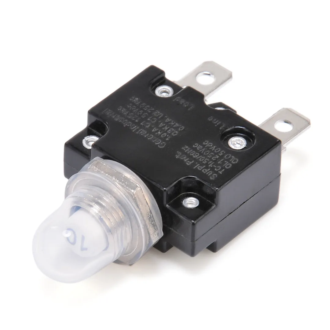 1X 5A/10A/15A/20A/30A Circuit Breaker 12V/24V Push Button Resettable Thermal Circuit Breaker Panel Mount With Waterproof Cap