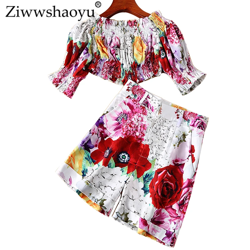 Ziwwshaoyu Sexy Slash neck Puff Sleeve coat + Empire Shorts Two-piece suit Elegant Print Set 2019 spring and summer new women
Ziwwshaoyu Sexy Slash neck Puff Sleeve coat + Empire Shorts Two-piece suit Elegant Print Set 2019 spring and summer new women