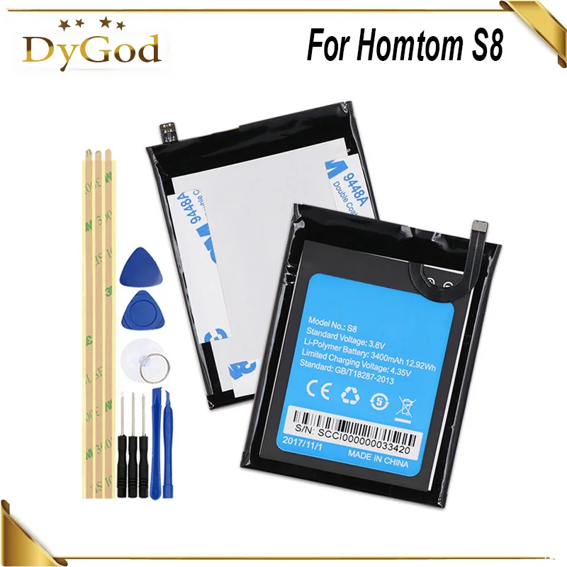 DyGod 3.8V 3400mAh Battery for Homtom S8 High Quality mobile phone Replacement Battery with tools
DyGod 3.8V 3400mAh Battery for Homtom S8 High Quality mobile phone Replacement Battery with tools