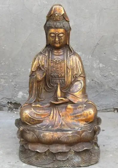 S02671 14"Tibet Buddhist Bronze gilded Jade net bottle Avalokitesvara Kwan-yin Statue B0403
S02671 14"Tibet Buddhist Bronze gilded Jade net bottle Avalokitesvara Kwan-yin Statue B0403