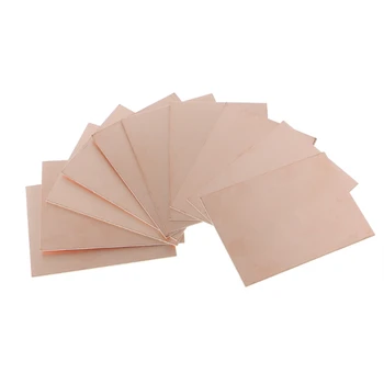 10 Pcs FR4 Glass Fiber Copper Clad Laminate PCB Printed Circuit Board 100x75x1.5mm Double Side