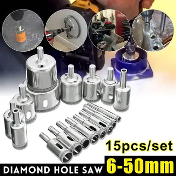 15Pcs Diamond Hole Saw Drill Bit Coated Drill Bit Set 100 Grits Tile Ceramic Glass Marble Drill Bits For Power Tools 6mm-50mm
15Pcs Diamond Hole Saw Drill Bit Coated Drill Bit Set 100 Grits Tile Ceramic Glass Marble Drill Bits For Power Tools 6mm-50mm