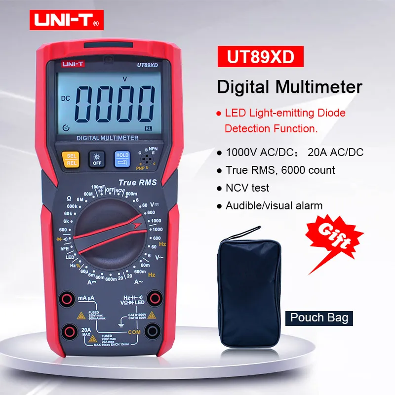 True RMS Digital multimeter UNI-T UT89XD AC DC Voltage Current meter Capacitance Frequency Resistance tester Diode/NCV/LED test
True RMS Digital multimeter UNI-T UT89XD AC DC Voltage Current meter Capacitance Frequency Resistance tester Diode/NCV/LED test