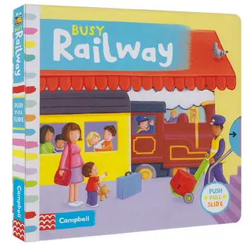 Campbell Busy Railway push pull slide movable Mechanical book English picture flap board book baby kids early education toy
Campbell Busy Railway push pull slide movable Mechanical book English picture flap board book baby kids early education toy