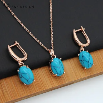 S&Z Fine Turquoises Oval Egg Shape 585 Rose Gold Earrings Jewelry Set For South Korean Women Temperament Wedding Fashion Jewelry
S&Z Fine Turquoises Oval Egg Shape 585 Rose Gold Earrings Jewelry Set For South Korean Women Temperament Wedding Fashion Jewelry