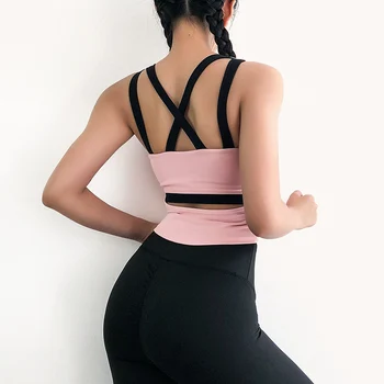 Oyoo Cropped navy padded gym yoga tops medium support sports bra women's sleeveless sport fitness tank top white workout clothes
Oyoo Cropped navy padded gym yoga tops medium support sports bra women's sleeveless sport fitness tank top white workout clothes