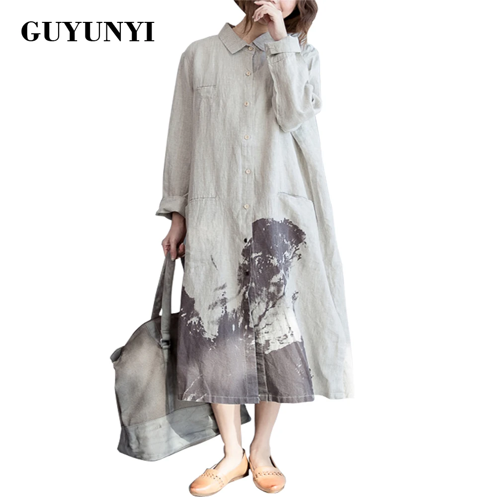 GUYUNYI Autumn Women Shirt Dress Ladies Linen Dresses long Sleeve Vestidos Casual Vintage Print Clothing CX682
GUYUNYI Autumn Women Shirt Dress Ladies Linen Dresses long Sleeve Vestidos Casual Vintage Print Clothing CX682