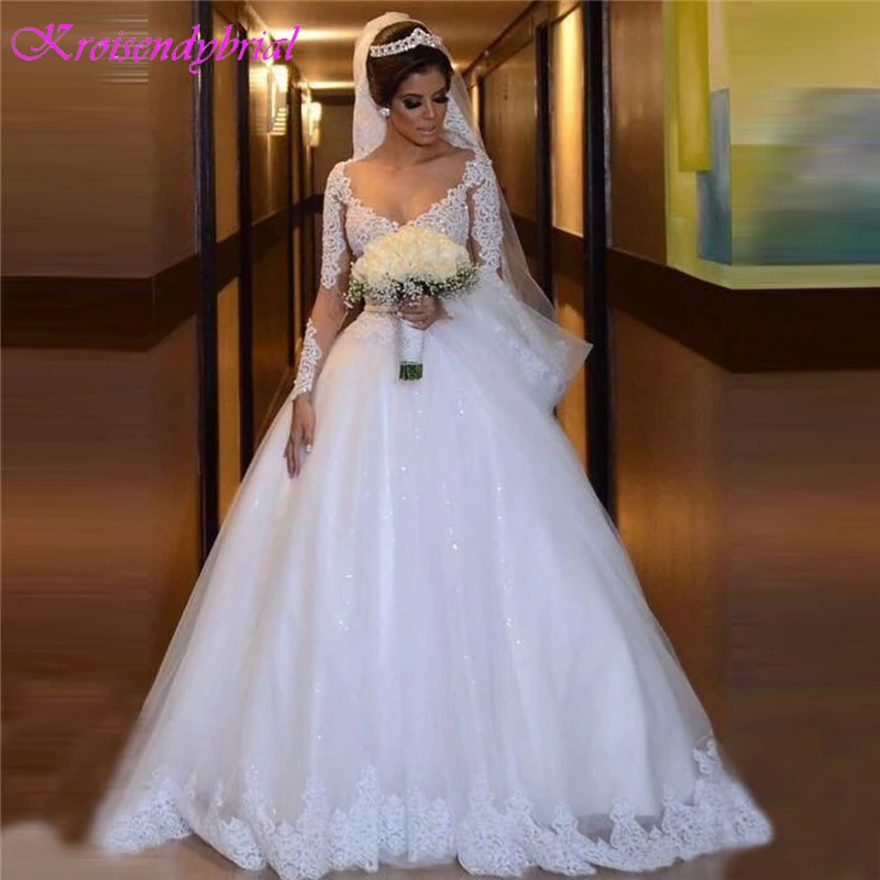 QFS097 Luxury Long Sleeve Shining Lace Ball Gown Wedding Dresses Wedding Gown Bride Dress Vestidos De Noiva 2019 robe de mariage
QFS097 Luxury Long Sleeve Shining Lace Ball Gown Wedding Dresses Wedding Gown Bride Dress Vestidos De Noiva 2019 robe de mariage