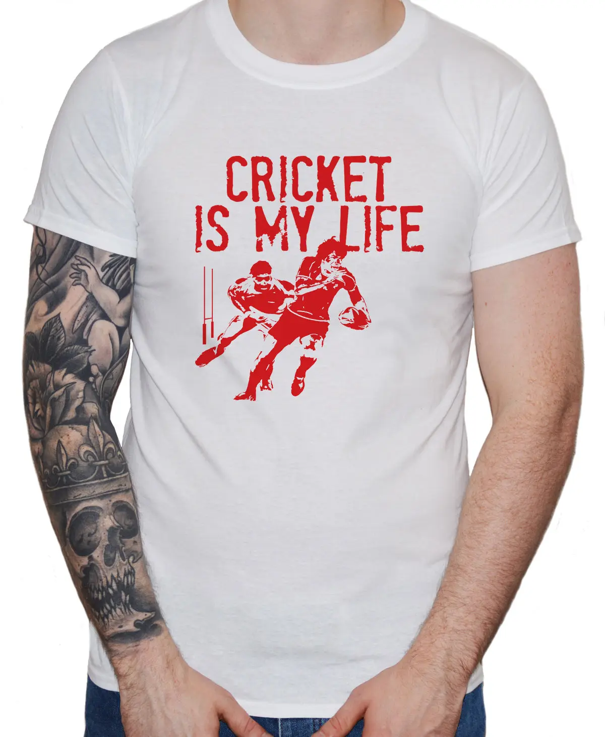 2019 New Cool Tee Shirt Funny Rugbys T-Shirt "Cricket is My Life" Men's Boys Sporting Joke Gift