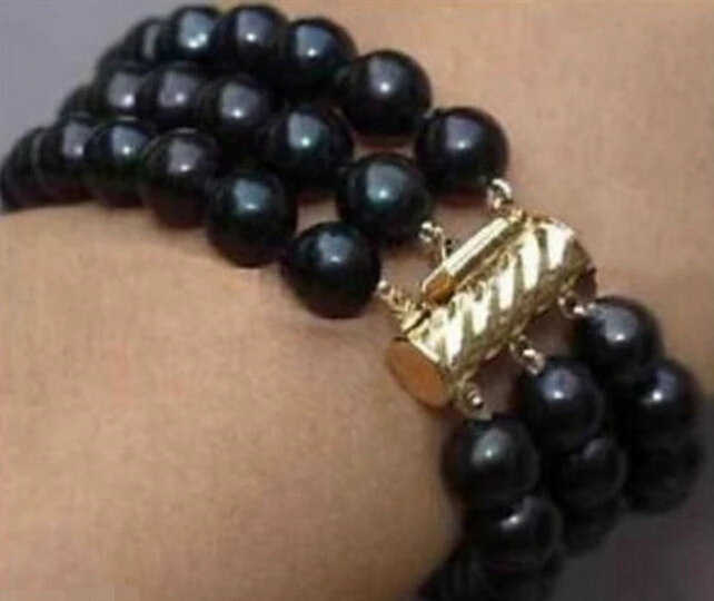 Hot sellThree rows 9-10mm south sea black pearl bracelet 7.5-8" -Bridal jewelry free shipping
Hot sellThree rows 9-10mm south sea black pearl bracelet 7.5-8" -Bridal jewelry free shipping