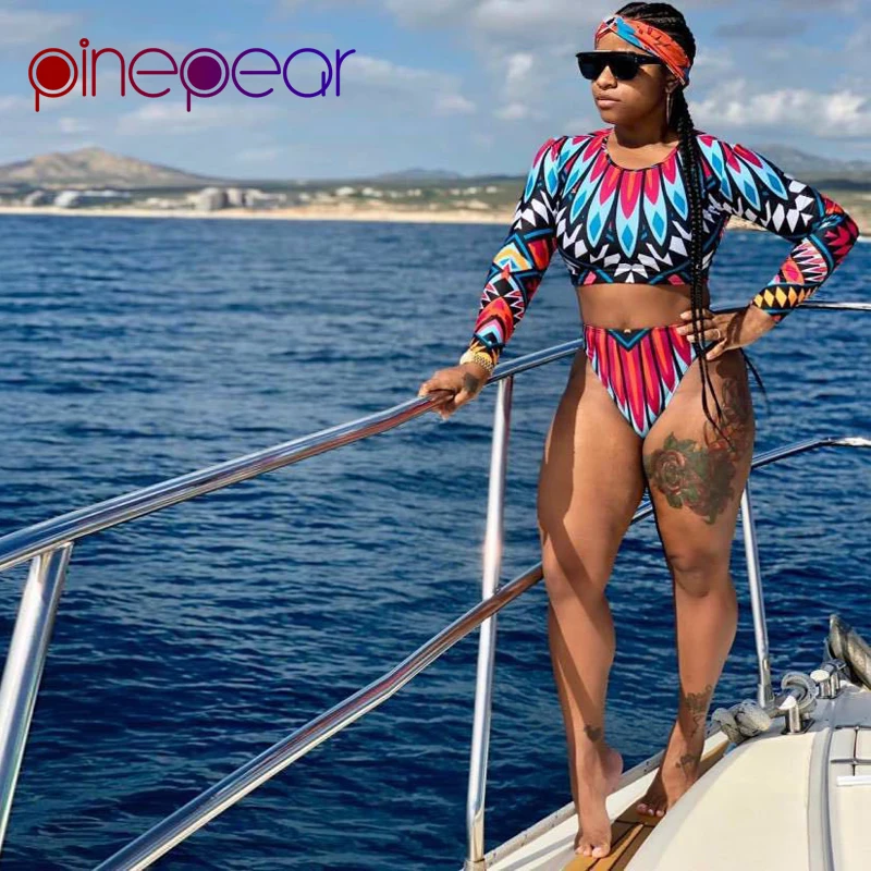 PinePear African Style Long Sleeve Crop Top High Waist Bikini Set Swimsuit 2019 Women Bathing Suit Beach Swim Wear Dropshipping
PinePear African Style Long Sleeve Crop Top High Waist Bikini Set Swimsuit 2019 Women Bathing Suit Beach Swim Wear Dropshipping