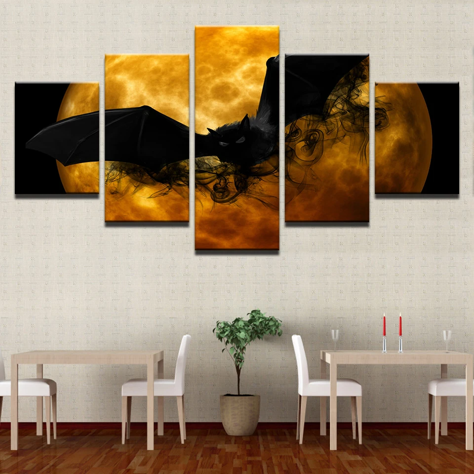 Canvas Prints Posters Living Room Wall Art 5 Pieces Crazy Halloween Paintings Black Bat Orange Moon Abstract Pictures Home Decor
Canvas Prints Posters Living Room Wall Art 5 Pieces Crazy Halloween Paintings Black Bat Orange Moon Abstract Pictures Home Decor