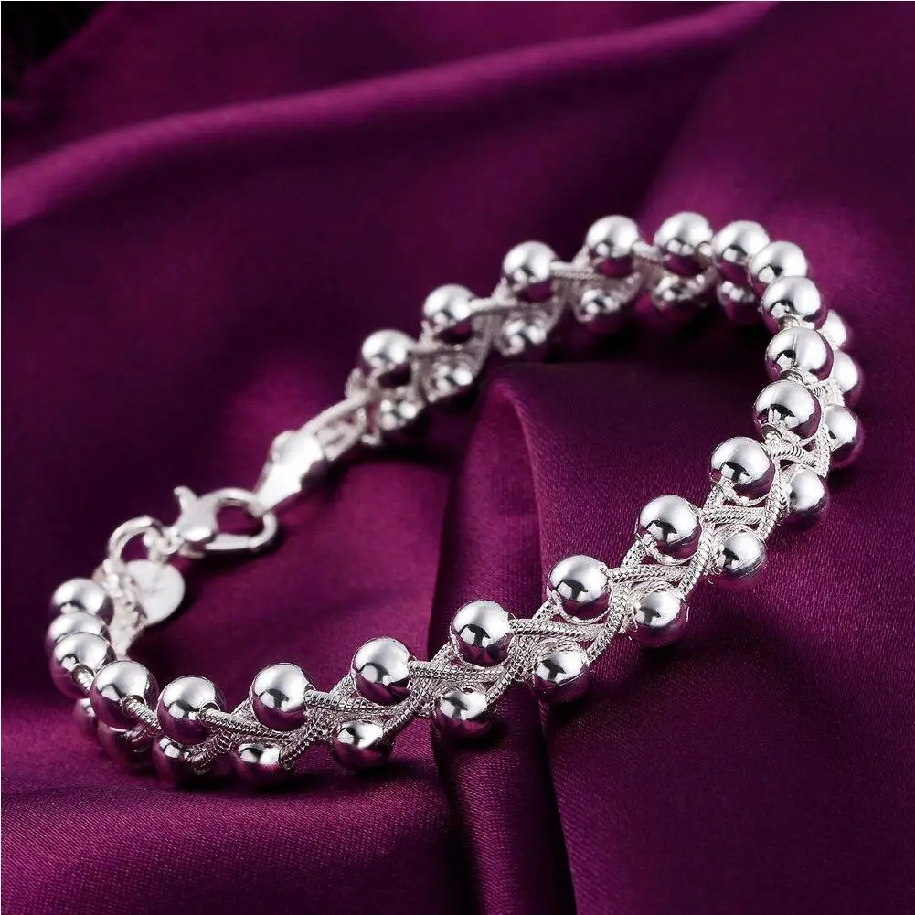 Women Cute 925 Sterling Silver Fashion Beads Party Chain Bracelet Jewelry bangles for women bijoux femme Bracelet Gift fashion
Women Cute 925 Sterling Silver Fashion Beads Party Chain Bracelet Jewelry bangles for women bijoux femme Bracelet Gift fashion