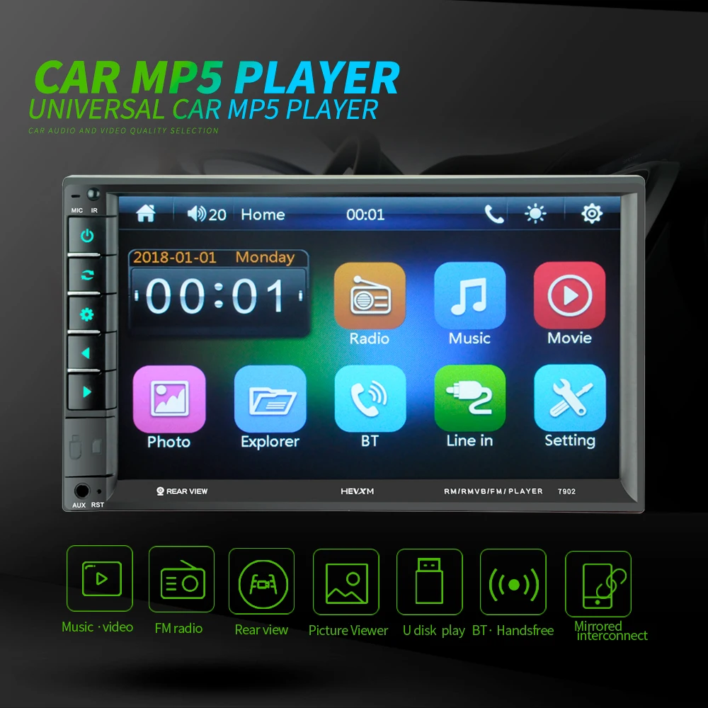 HEVXM 7 Inch Car 2din Radio Audio Radio Touch Screen Car Multimedia Bluetooth MirrorLink Android/IOS FM/AUX MP5 Player 7902
HEVXM 7 Inch Car 2din Radio Audio Radio Touch Screen Car Multimedia Bluetooth MirrorLink Android/IOS FM/AUX MP5 Player 7902