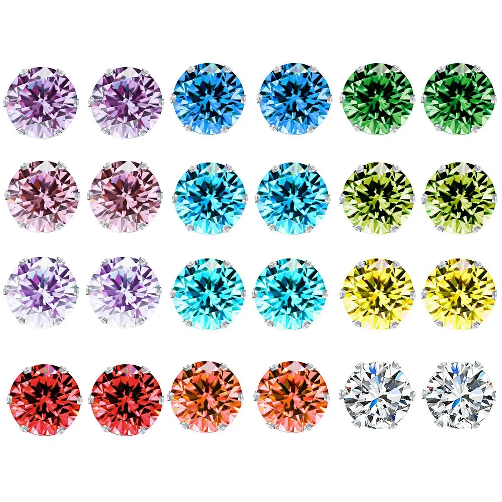 12 Pairs/ Set Classic Fashion Colorful Cubic Zircon Earring Set Ear Studs Crystal Rhinestones Stud Earrings For Women
12 Pairs/ Set Classic Fashion Colorful Cubic Zircon Earring Set Ear Studs Crystal Rhinestones Stud Earrings For Women