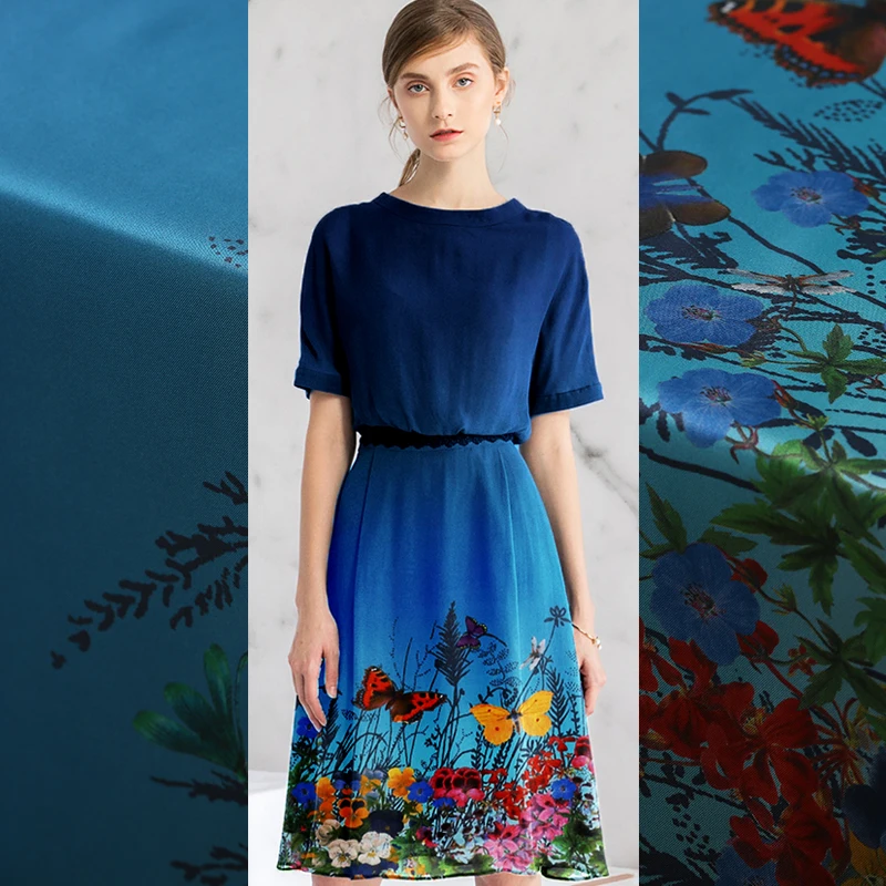18 New Butterfly&Flower Digital Print Twill 100%Silk Fabric For Summer Dress 114cm Wide 16Momme Fashion cloth For DIY Sewing
18 New Butterfly&Flower Digital Print Twill 100%Silk Fabric For Summer Dress 114cm Wide 16Momme Fashion cloth For DIY Sewing