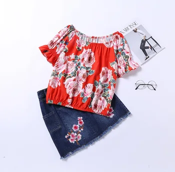 girl Spring and Summer New Red Flower Printed Top Short-Sleevet-shirt+ Embroidery Denim Skirt clothes set
girl Spring and Summer New Red Flower Printed Top Short-Sleevet-shirt+ Embroidery Denim Skirt clothes set