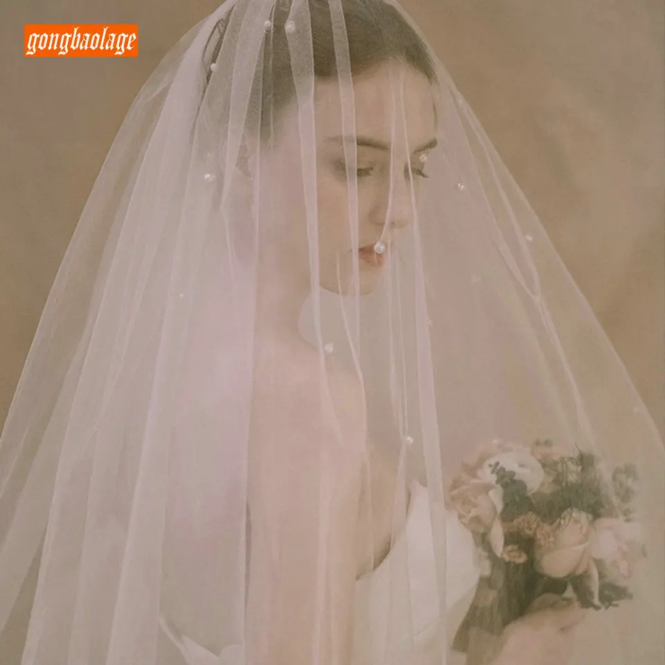 Popular Women Two Layer White Wedding Veils With Combs 2019 Ivory Pearls Bridal Veil Tulle lovely Bride yashmac For Accessories
Popular Women Two Layer White Wedding Veils With Combs 2019 Ivory Pearls Bridal Veil Tulle lovely Bride yashmac For Accessories