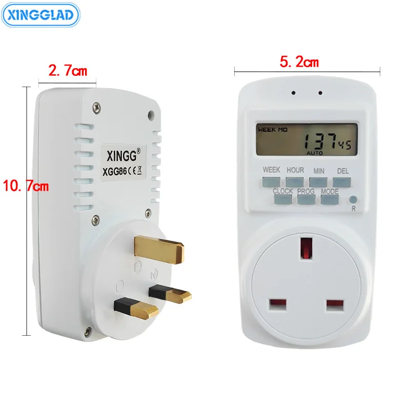 UK AC Power Electric Smart Programmable Adjustable Socket Outlet Weekly 7 Days Digital Timer Switch Plug Adaptor Adapter 13A
UK AC Power Electric Smart Programmable Adjustable Socket Outlet Weekly 7 Days Digital Timer Switch Plug Adaptor Adapter 13A