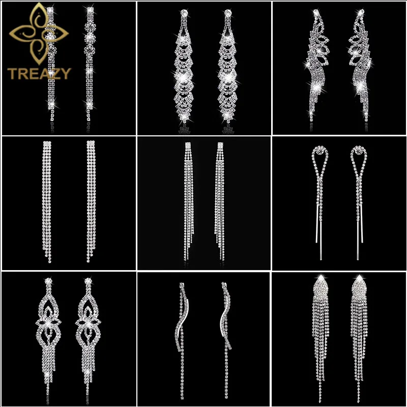 TREAZY 2019 Fashion Crystal Long Earrings for Women Jewelry Silver Color Rhinestone Wedding Party Dangle Earrings Brides Gifts
TREAZY 2019 Fashion Crystal Long Earrings for Women Jewelry Silver Color Rhinestone Wedding Party Dangle Earrings Brides Gifts