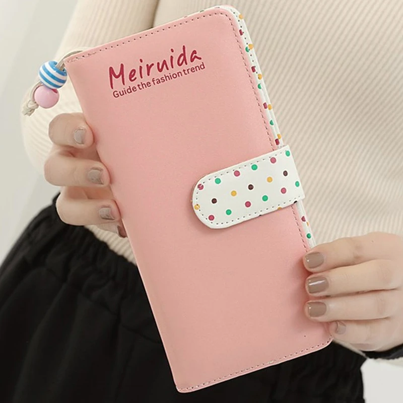 Women Fashion Long Wallet Female PU Leather Pink Zipper Polka Dot Small Casual Wallet Women's Coin Purse Cards Holder Money Bag
Women Fashion Long Wallet Female PU Leather Pink Zipper Polka Dot Small Casual Wallet Women's Coin Purse Cards Holder Money Bag
