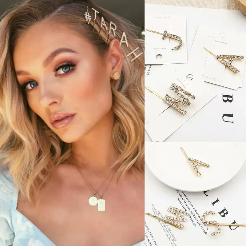 Korean Minimalist Women Girl Metal Alloy One Word Hairpin Shimmer Rhinestone English Alphabet Letter Hair Styling Clip Barrette
Korean Minimalist Women Girl Metal Alloy One Word Hairpin Shimmer Rhinestone English Alphabet Letter Hair Styling Clip Barrette