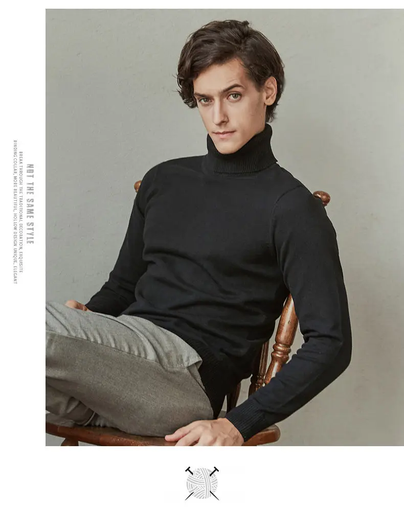 Brand MuLS Turtleneck Sweater Men Pullovers Spring Winter Thick High-Neck Male Sweater Jumpers Cotton Fleece Man knitwear Autumn 1