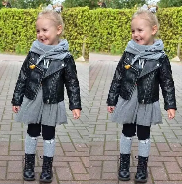 Wind PU Leather Leather Coat Baby Boys and Girls Short Children Jacket 6 Wind PU Leather Leather Coat Baby Boys and Girls Short Children Jacket 10