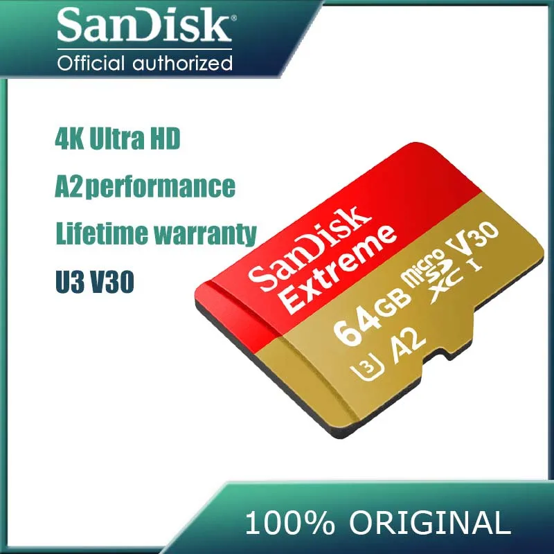 SanDisk Memory Card Extreme micro SD Card UHS-I C10 U3 V30 A2 32GB 64GB 128GB 256GB TF Flash Card for Camera Drone
SanDisk Memory Card Extreme micro SD Card UHS-I C10 U3 V30 A2 32GB 64GB 128GB 256GB TF Flash Card for Camera Drone