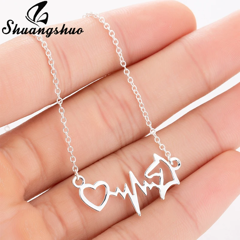 Shuangshuo Simple Electrocardiogram ECG Horse Head Pendant Necklaces for Women Animal Heart Heartbeat Necklace Chocker Jewelry
Shuangshuo Simple Electrocardiogram ECG Horse Head Pendant Necklaces for Women Animal Heart Heartbeat Necklace Chocker Jewelry