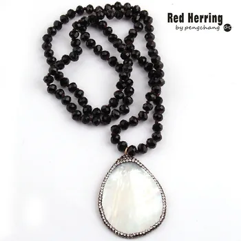 Fashion Bohemian Tribal Jewelry Black Long Crystal Glass Knotted Handmake Paved Shell Drop Pendant Necklaces
Fashion Bohemian Tribal Jewelry Black Long Crystal Glass Knotted Handmake Paved Shell Drop Pendant Necklaces