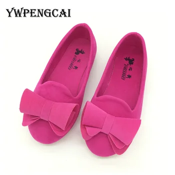 YWPENGCAI Children Shoes Big Bow Flock Candy Colors