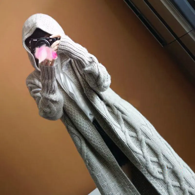 Smpevrg autumn winter New women sweater women cardigan thick coat European style long overcoat long sleeve warm knitted with cap
Smpevrg autumn winter New women sweater women cardigan thick coat European style long overcoat long sleeve warm knitted with cap
