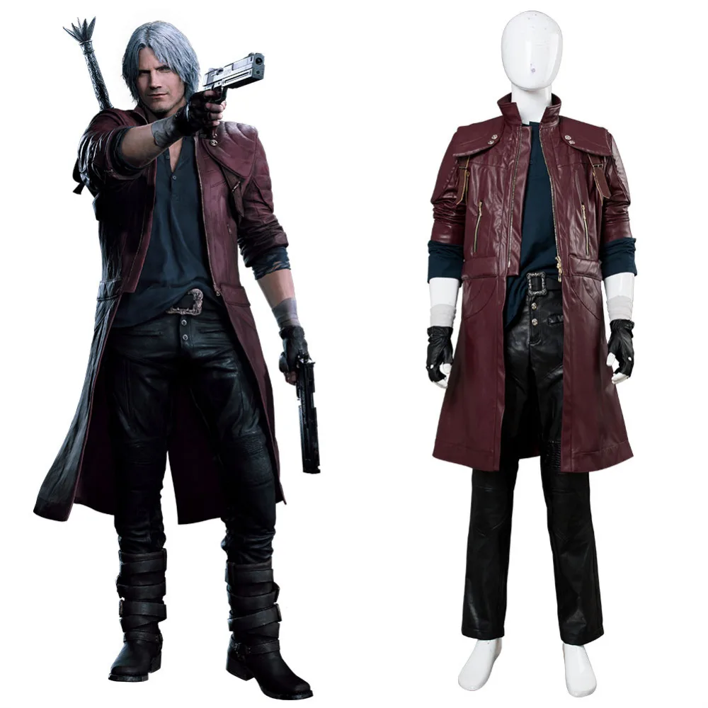 Hot Game DmC: Devil May Cry 5 Dante Aged Costume Men's Jacket PU Outfit Halloween Carnival DMC5 Dante Costume Custom Made
Hot Game DmC: Devil May Cry 5 Dante Aged Costume Men's Jacket PU Outfit Halloween Carnival DMC5 Dante Costume Custom Made