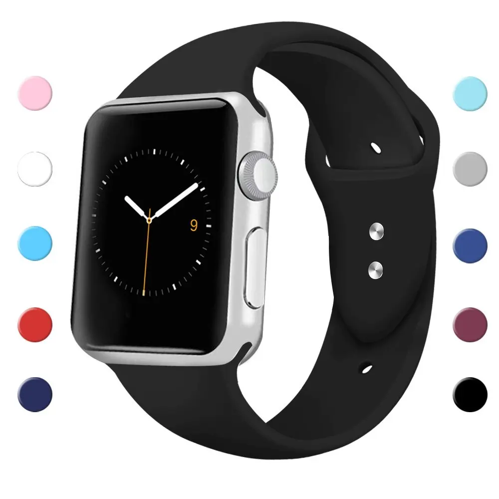 Sport Band for Apple Watch 42mm 38mm, Soft Silicone Sport Strap Replacement Bands for Apple Watch Series 3, 2, 1 S/M M/L
Sport Band for Apple Watch 42mm 38mm, Soft Silicone Sport Strap Replacement Bands for Apple Watch Series 3, 2, 1 S/M M/L