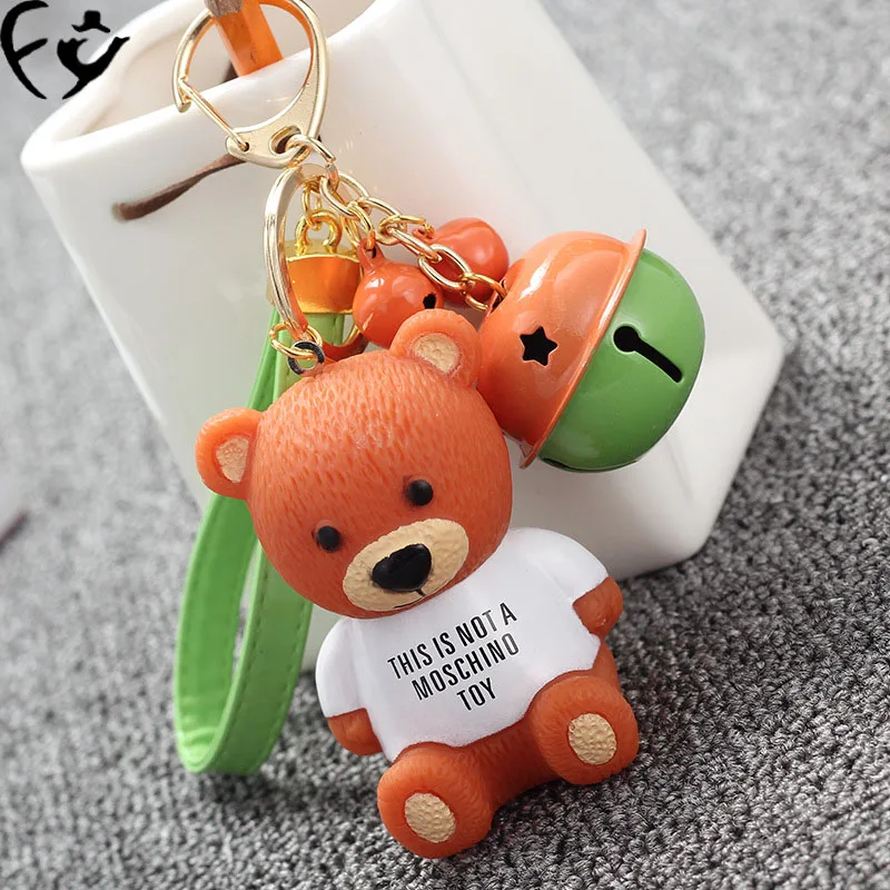 Creative fashion cartoon teddy bear bell key car advertising Pendant | Украшения и аксессуары