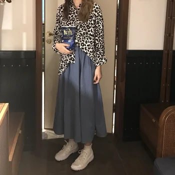 Fashion 2 Piece Set Women Turn-down Collar Full Sleeves Single Breasted Leopard Tops Mid-calf Solid Skirts Brief Sets Clothes
Fashion 2 Piece Set Women Turn-down Collar Full Sleeves Single Breasted Leopard Tops Mid-calf Solid Skirts Brief Sets Clothes