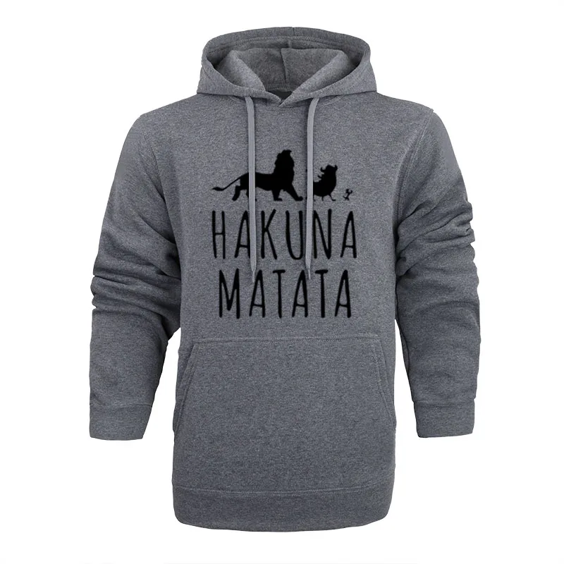 Лето 2018 хлопок Hooeies HAKUNA MATATA Мужская толстовка большого размера с коротким рукавом